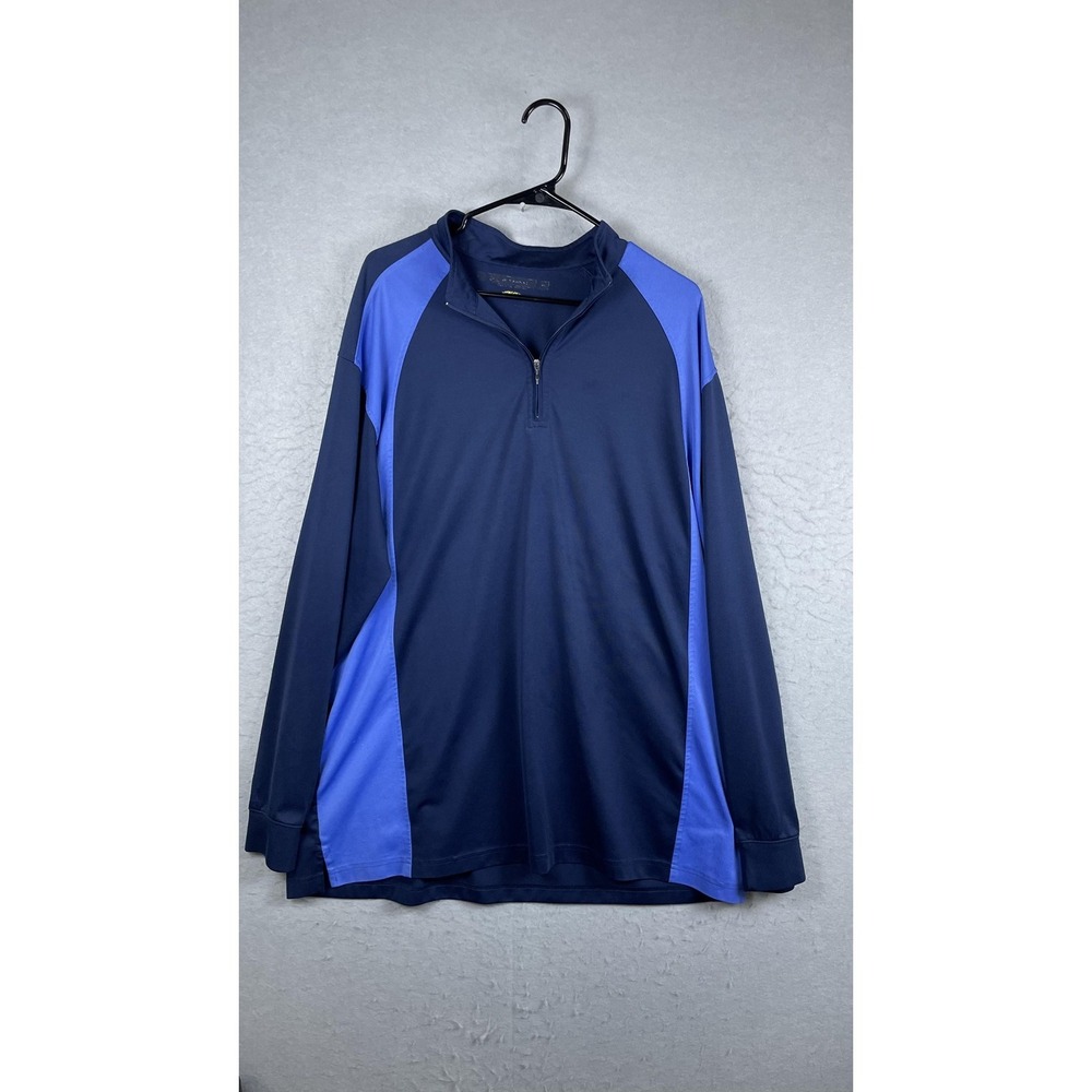 Russell Athletic Pullover Mens 3XL Blue 1/4 Zip Mock Neck Raglan Sleeve Top‎